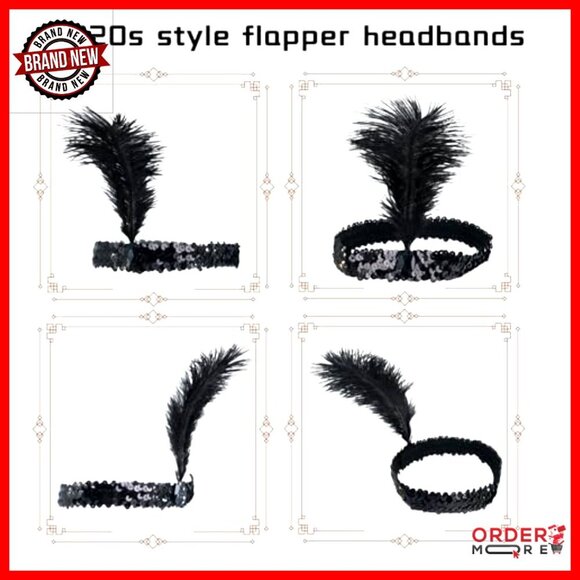 45 Pcs Feather Headbands for Women, 1920s Flapper Costume Party Accessories main image 5